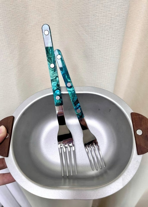 Set Of 10 Pcs Modern Elegant Terra Flatware - Bistrot Style Cutlery Si