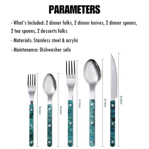 Set Of 10 Pcs Modern Elegant Terra Flatware - Bistrot Style Cutlery Si