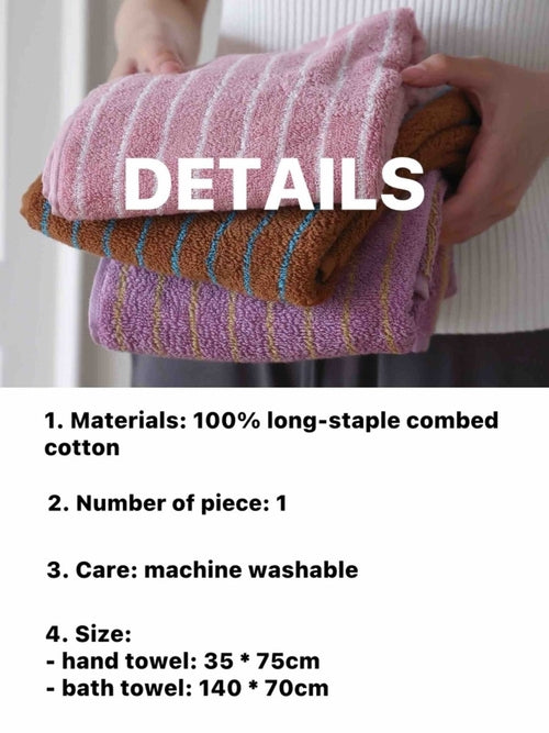 Ultra Soft Absorbent Retro Stripe Bath Towel - 100% Organic Cotton